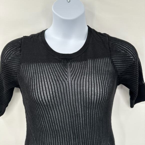AllSaints Marlier Dress US 10 Black Open Knit Mini Pullover Whimsigoth Grunge - Picture 3 of 9